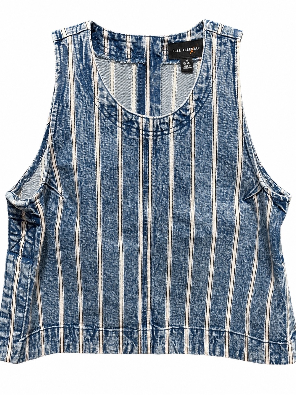Free Assembly Blue Striped Denim Tank Top